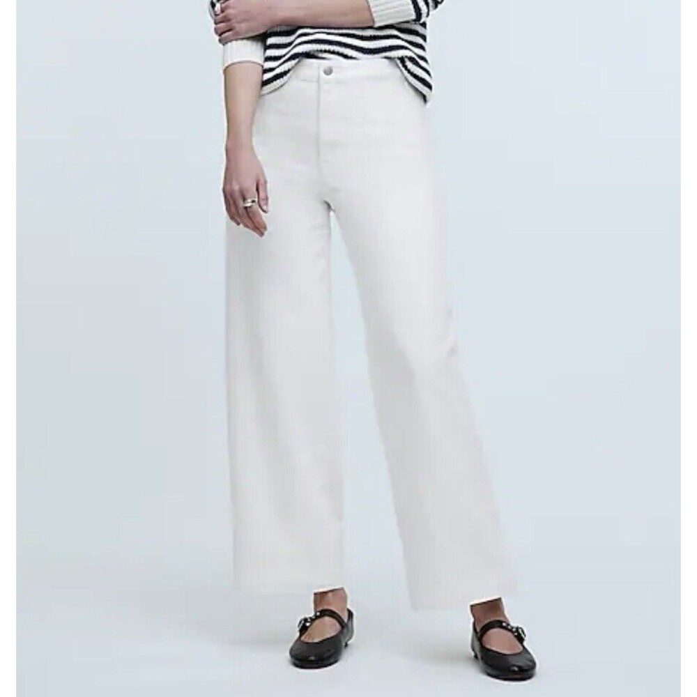 MADEWELL The Petite Curvy Emmett Wide Leg Crop Jean Tile White Women's 27P NWOT